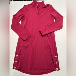 SwingDish Women’s Pink Long Sleeve Dress Size L Snap Button Athletic Casual